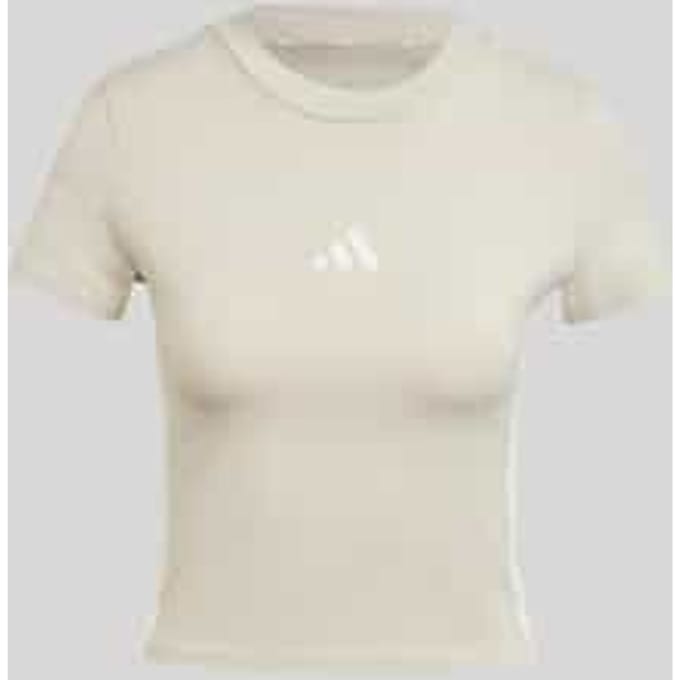 slim fit T-shirt van katoenmix met gestikt logo
