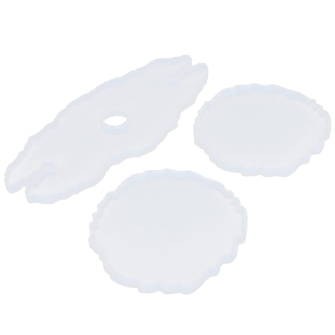3 Stuks Wijnrek Vormen Coaster Combinatieset Siliconen Onregelmatig DIY Kristal Epoxy Vormen white