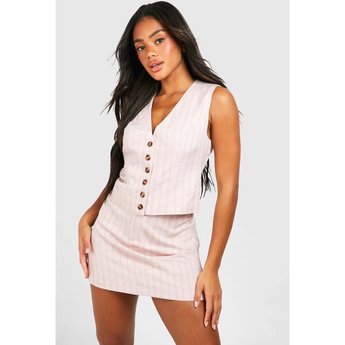 boohoo Dames Tonal Stripe Micro Mini Skirt | Pink | Maat: 14
