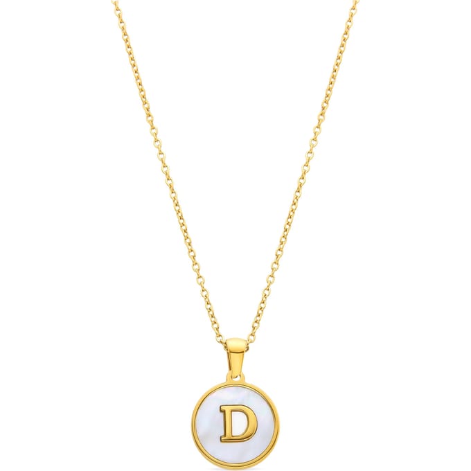 Luxenter collier in wit parelmoer afgewerkt in 18K geel goud - Alfabet