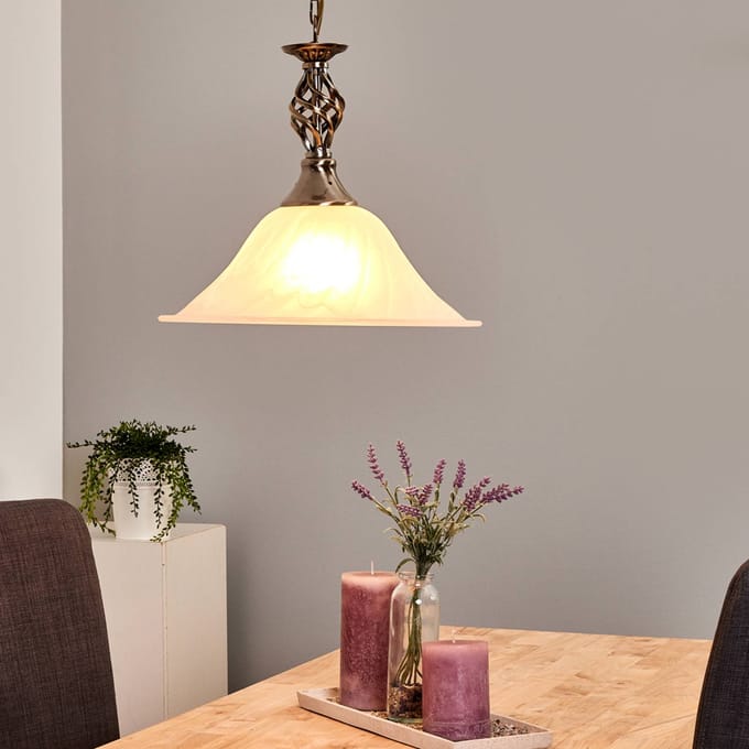 Searchlight Oud-messing hanglamp CAMEROON, 1-lichts