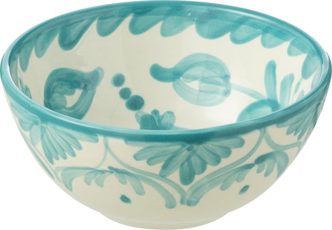 J-Line kom Granada High - keramiek - wit/aqua - small - Ø 14 cm