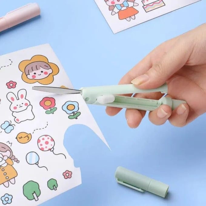 Ciseaux et cutter Coupe-papier Sculpture en forme de stylo Coupe-papier portable de poche pour Bullet Journal Journaling Crafting rose