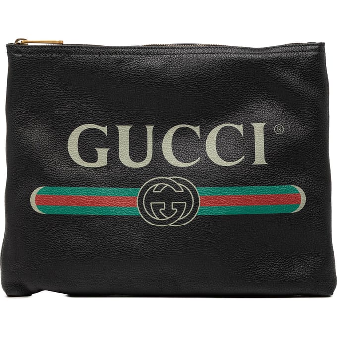 Tweedehands Medium Leren Logo Portfolio Clutch