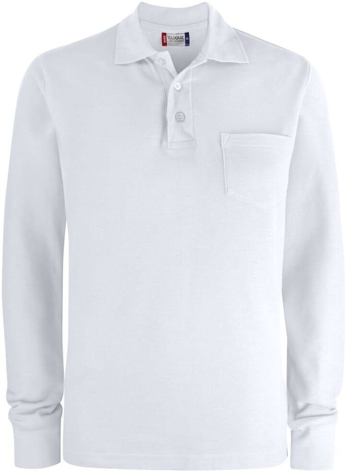 Clique Basic Polo Pocket L/S 028235 - Wit - S