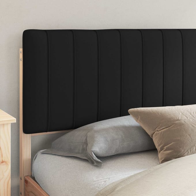 vidaXL - Bedframe - met - Gevoerde - Hoofdbord - Zwart - 200 - x - 200 - cm