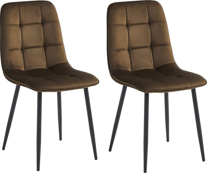 Colenis - Ela Eetkamerstoel - Set Van 2 - Bruin - Velvet - Design