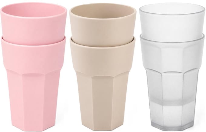 Plasticforte onbreekbare drinkglazen - 6x stuks - kunststof/plastic - mix van 3 kleuren - 520 ml - 13 cm