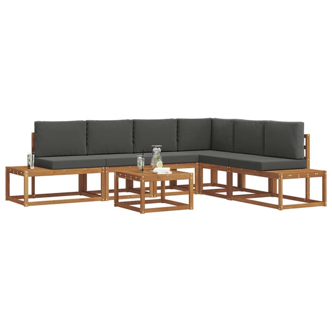 vidaXL - 7 - st - Buiten - bank - set - Massief - Acacia - Hout - en - Polyester