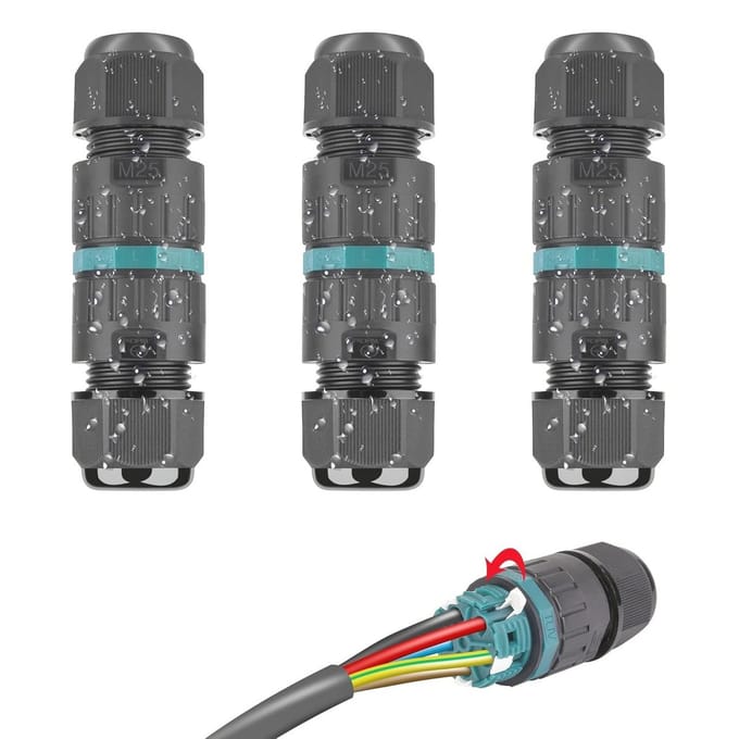 Waterdichte Kabelconnector 5-polig IP68 voor Ondergrondse Installaties - 3 Stuks