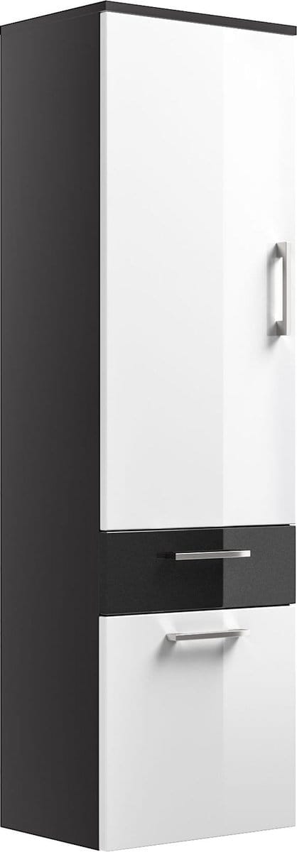 Badkamer kolomkast Ilse Antraciet - Wit - Breedte 40 cm - Hoogte 134.5 cm - Diepte 30 cm