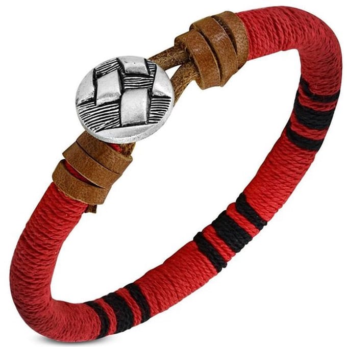 Montebello Armband Cas Red - Leer - Touw - 8mm - 22cm