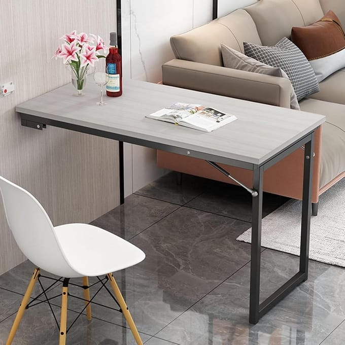 Klaptafel aan muur - Wandbureau - Ruimtebesparend werken - Schokbestendig tafelblad - 120x60x75CM