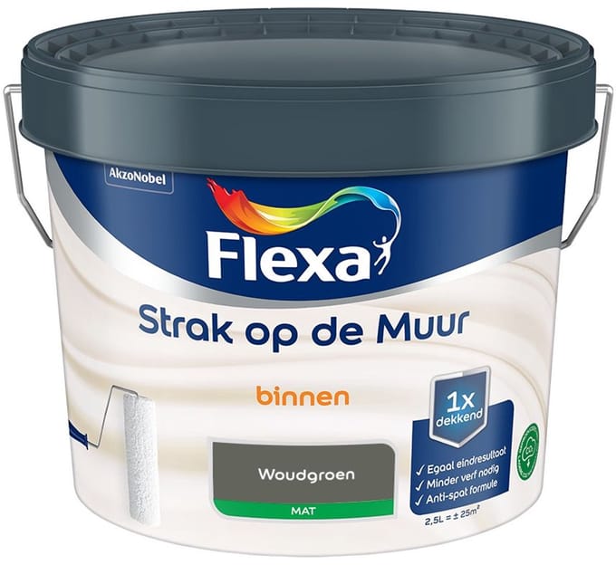 Flexa - Strak Op De Muur Binnen Mat - Woudgroen - Mengverf - 2,5 L