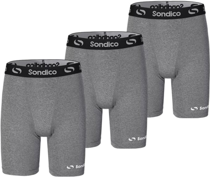 3-Pack Sondico Slindingshort - Sportshort - Lengte 15 cm - Heren - Mid grey - Maat M