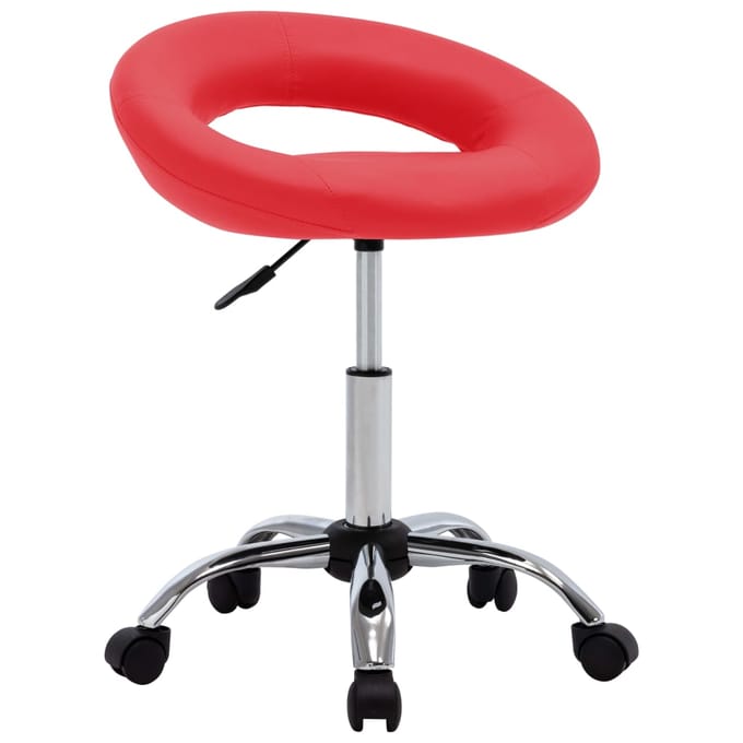 vidaXL - Werkstoel - rollend - kunstleer - rood