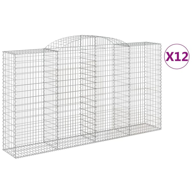 vidaXL - Schanskorven - 12 - st - gewelfd - 300x50x160/180 - cm - ijzer