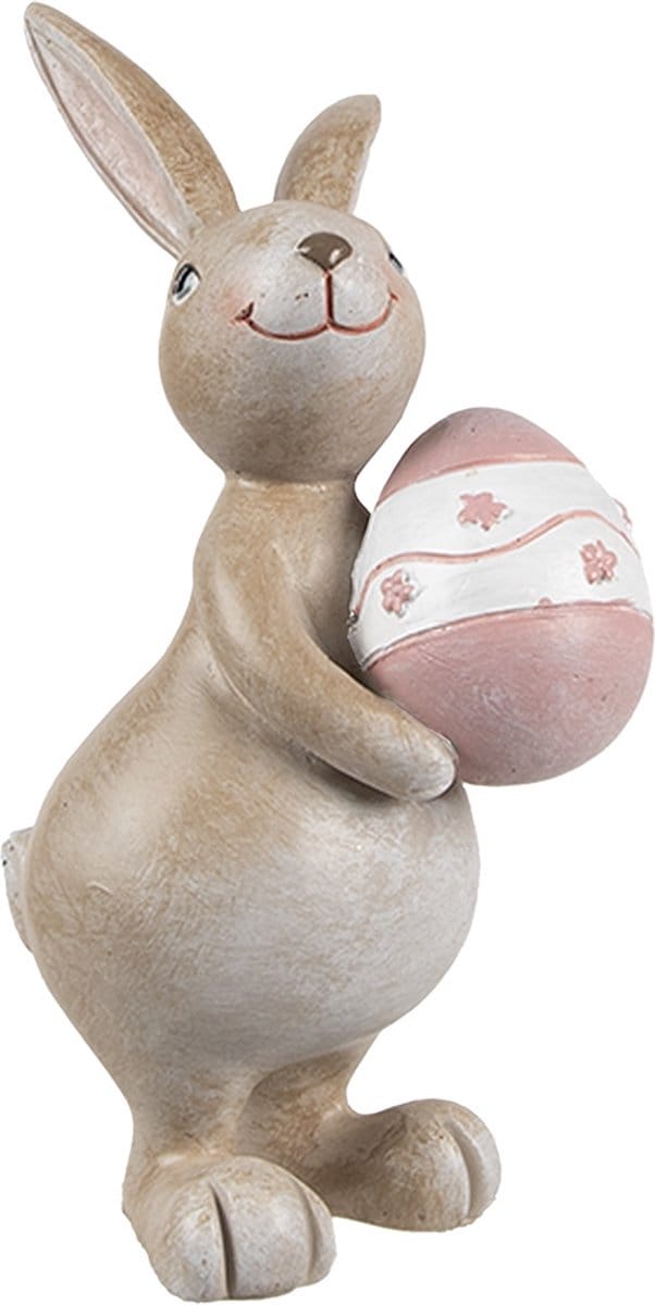 Clayre & Eef Decoratie Beeld Konijn 15 cm Beige Kunststof