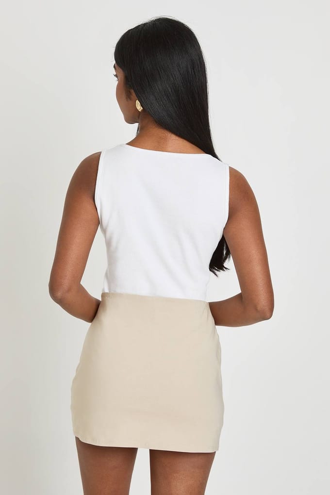 boohoo Dames Mini Skort Met Split Voorpand | Steen | Maat: 44