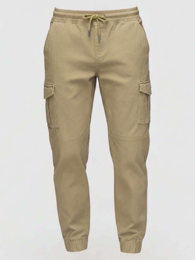 OMBRE Broek - Regular Fit - Katoen - Effen Olijf M