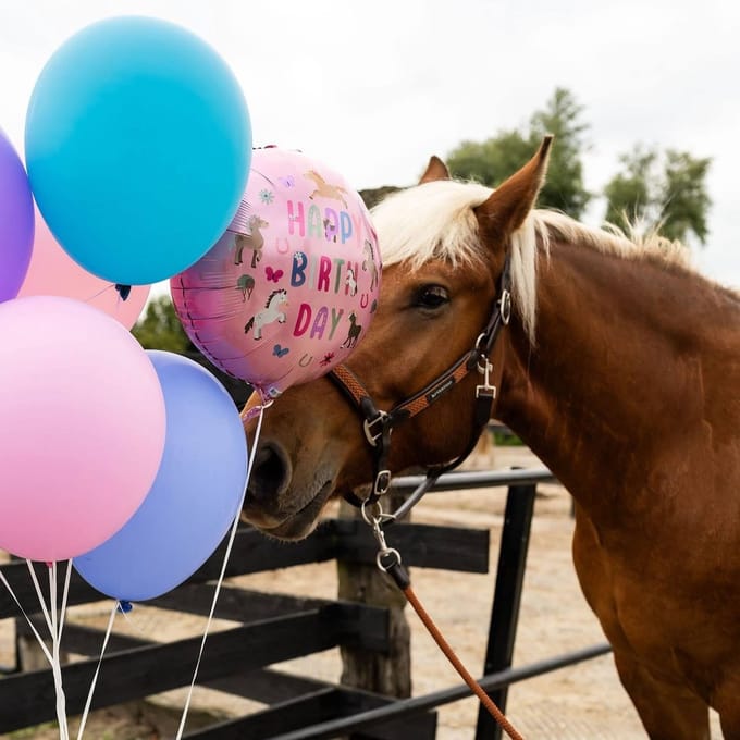 Folieballon Happy Horses Roze (45cm)