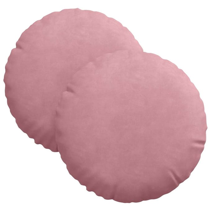 vidaXL - Zitkussens - 2 - st - Fluweel - Roze - Ø30 - x - 13 - cm