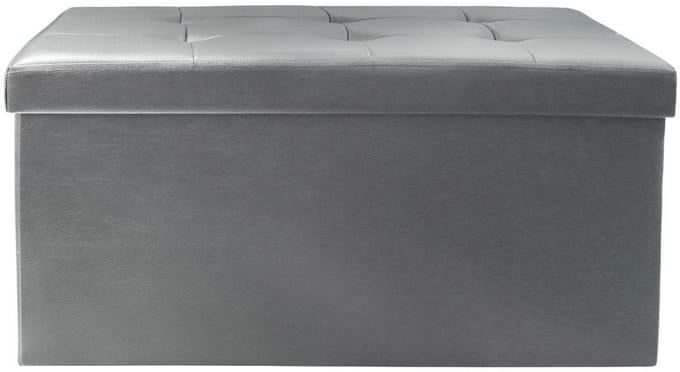 Home Deco - Poef/hocker Eccense - opvouwbaar - grijs - polyester/MDF - 76 x 38 cm