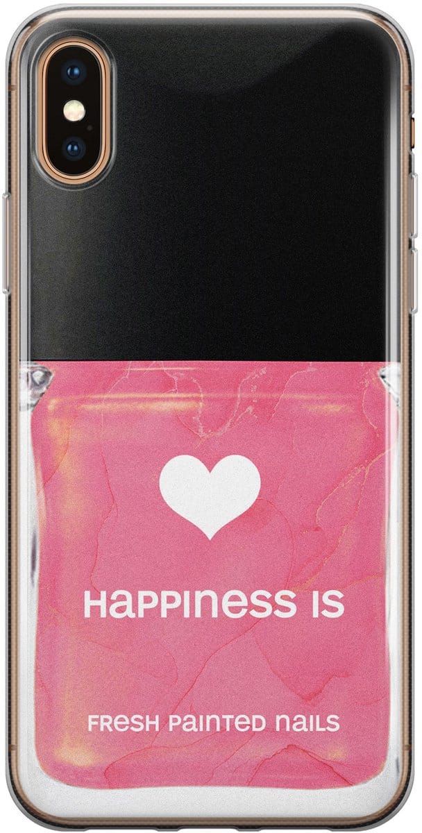 Leuke Telefoonhoesjes - Hoesje geschikt voor iPhone Xs Max - Nagellak - Soft case - TPU - Print / Illustratie - Roze