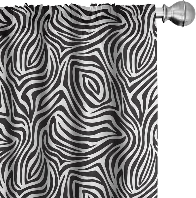ABAKUHAUS Gestreepte gordijnen – Zebra zwart-wit, 2x75x175 cm