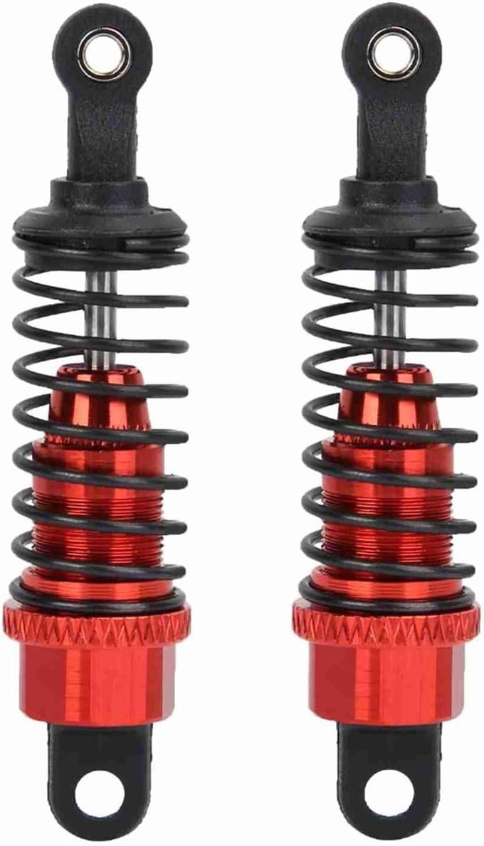 2 Stuks 1/18 RC Auto Schokdemper, Metaal, 65 mm, Rood voor Verbeterde Stabiliteit en Prestaties