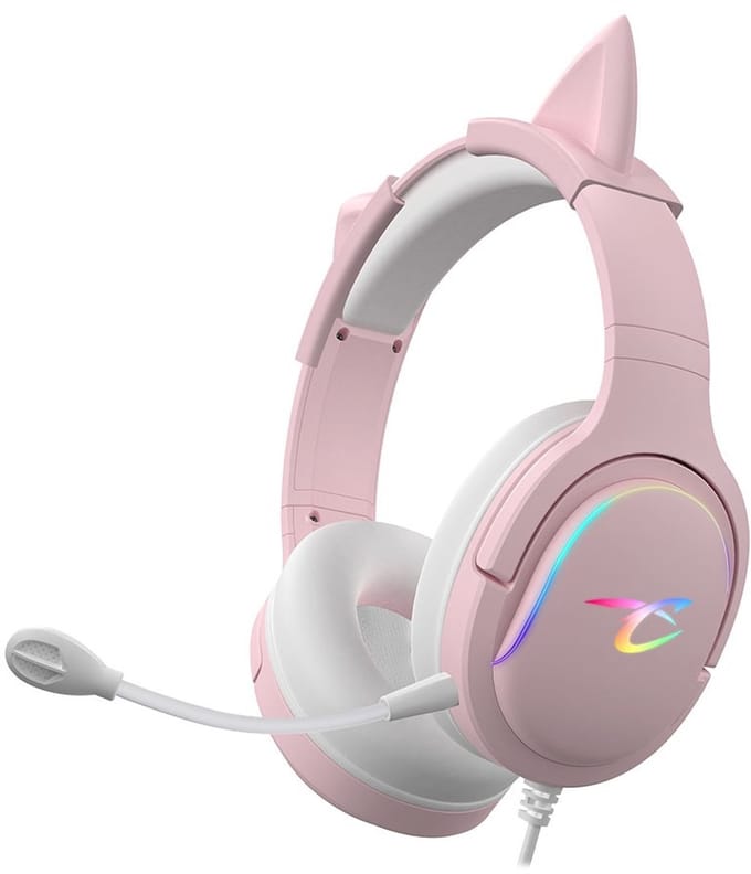 Subsonic Spectra LED Gaming Headset – roze stereo headset met RGB‑verlichting & microfoon – voor PS5, Xbox, Switch & PC