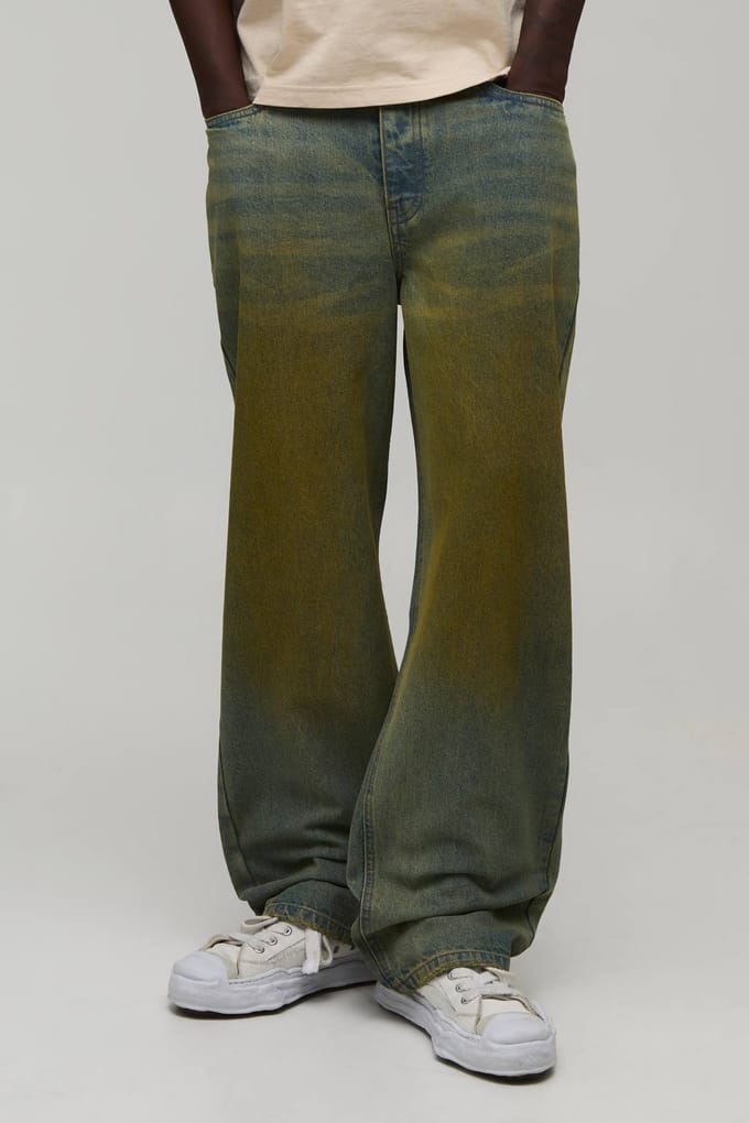 Relaxed Getinte Jeans | Green | Size 28