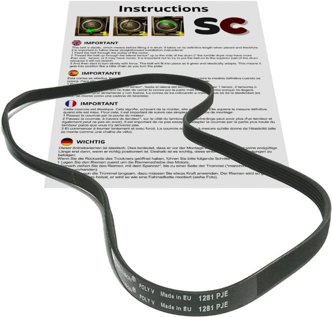 Sleufriem voor Wasmachine 1281 PJE Vervanging