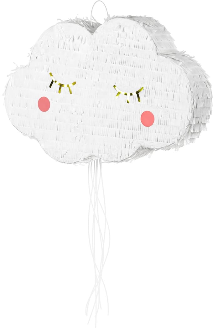 PARTYDECO - Witte wolken-piñata met touwtjes 50 x 32 cm