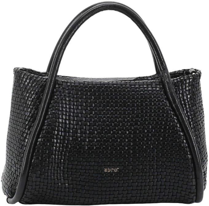 abro Leren Schoudertas Handtas Leather Mini Eleonor Shopper Willow Black / Gold Zwart