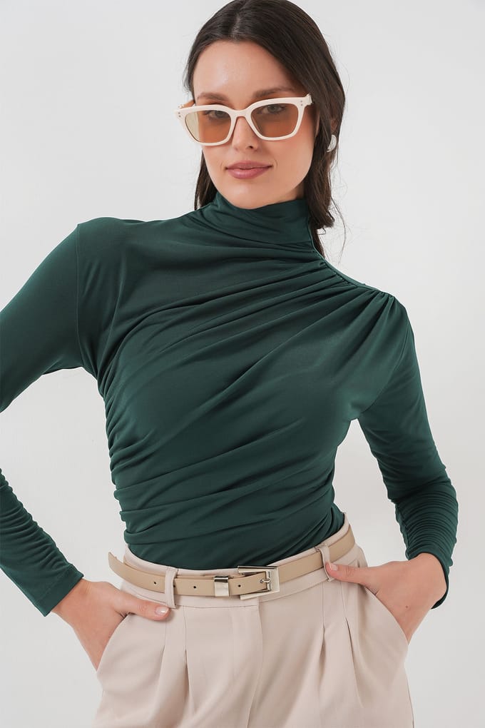 Fitted Colblouse met Drapé Detail