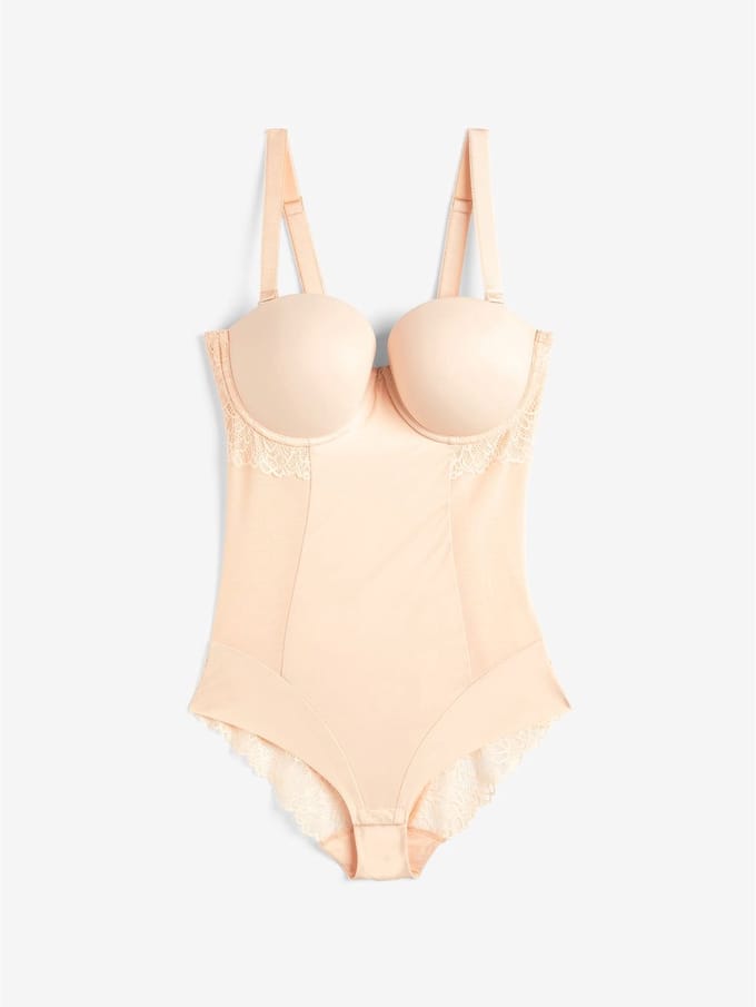 Next - Dames - nude - DD+ kanten tummy control body met lichte vulling - Huidkleur