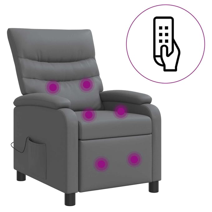 vidaXL - Massage - Relaxstoel - Grijs - Kunstleer