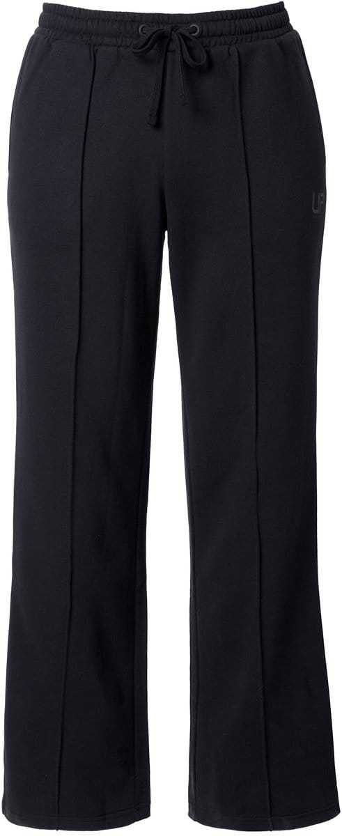 Ulla Popken - Dames - Joggingbroek bies wijde pijpen elastische tailleband - Zwart - Maat 42+