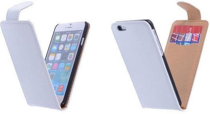 Classic Wit iPhone 6 (4.7 inch) PU Leder Flip Case Hoesje