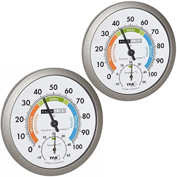 Analoge Thermo-Hygrometer voor Gezond Binnenklimaat - Set van 2