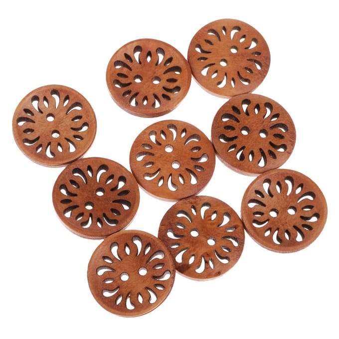 20 stuks handgemaakte holle patroon 2 gaten houten knoppen voor het naaien van veel 23mm bruin