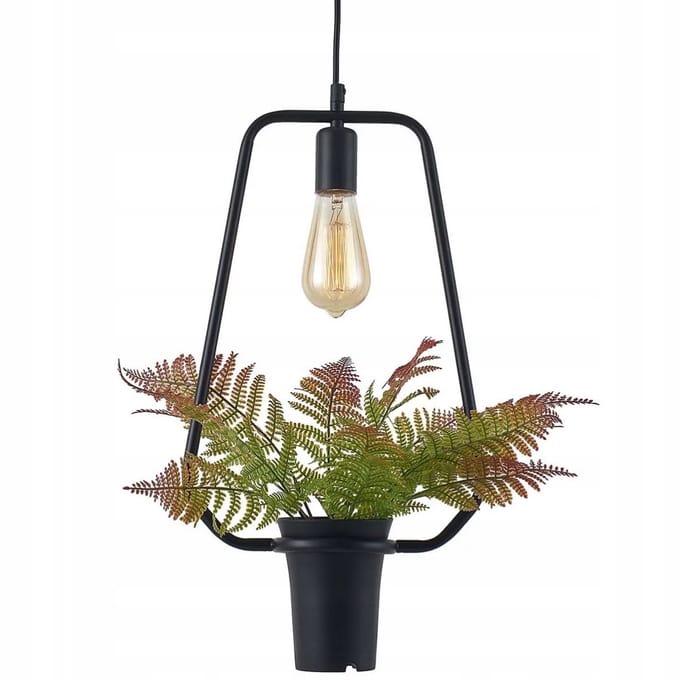 Sanico Soren Trapez Hanglamp Zwart met Bloem E27