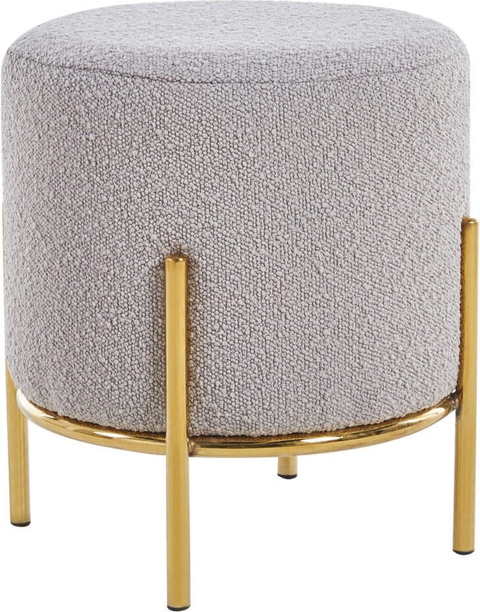 Poef Mia Taupe - Bouclé - Breedte 35 cm - Diepte 35 cm - Hoogte 38 cm