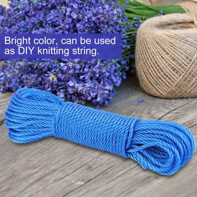 Corde en nylon de 20 m pour corde à linge, jardin, camping, extérieur (Bleu) bleu