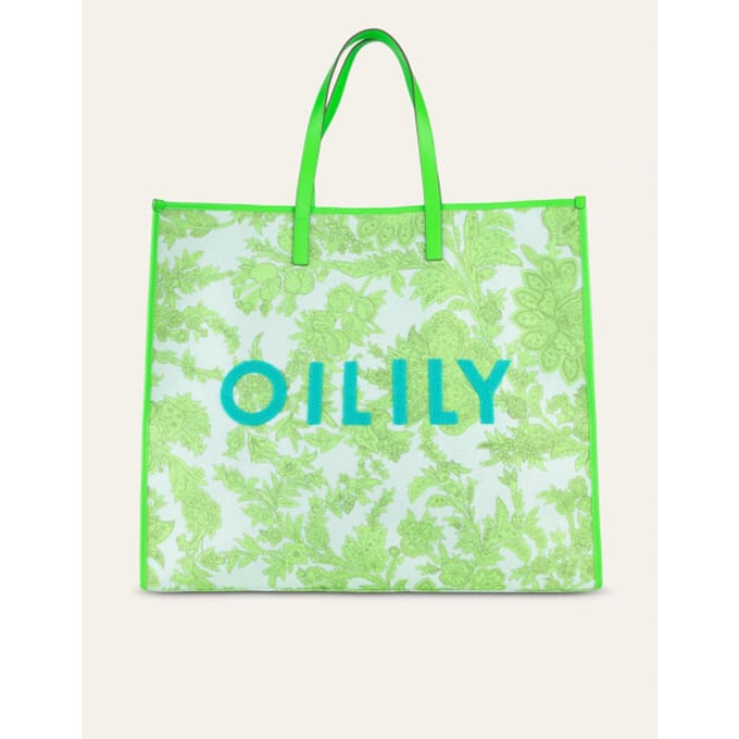 Oilily Big Square Shopper Green- maatOne size Bright Aqua