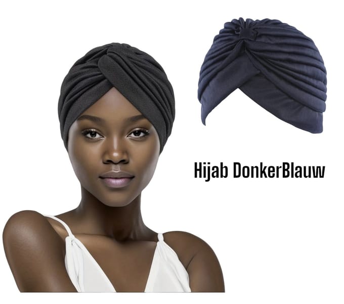 Cabantis Hijab - Hoofddeksel - Islamitisch - Tulband - Chemo - Muts - Donker Blauw