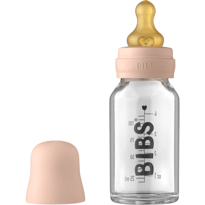 BIBS Baby Glazen Fles Complete Set Latex Blush 110 ml