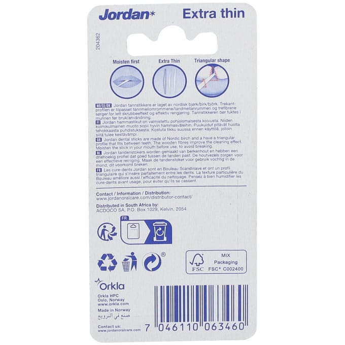 Jordan - Dental Sticks - Extra dunne tandenstokers - 105 Stokers