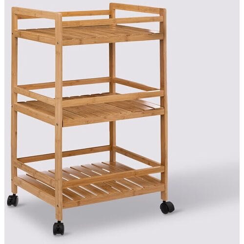 5Five Keukentrolley/kast - bruin - bamboe hout - 80 x 45 x 38 cm - 3 niveaus